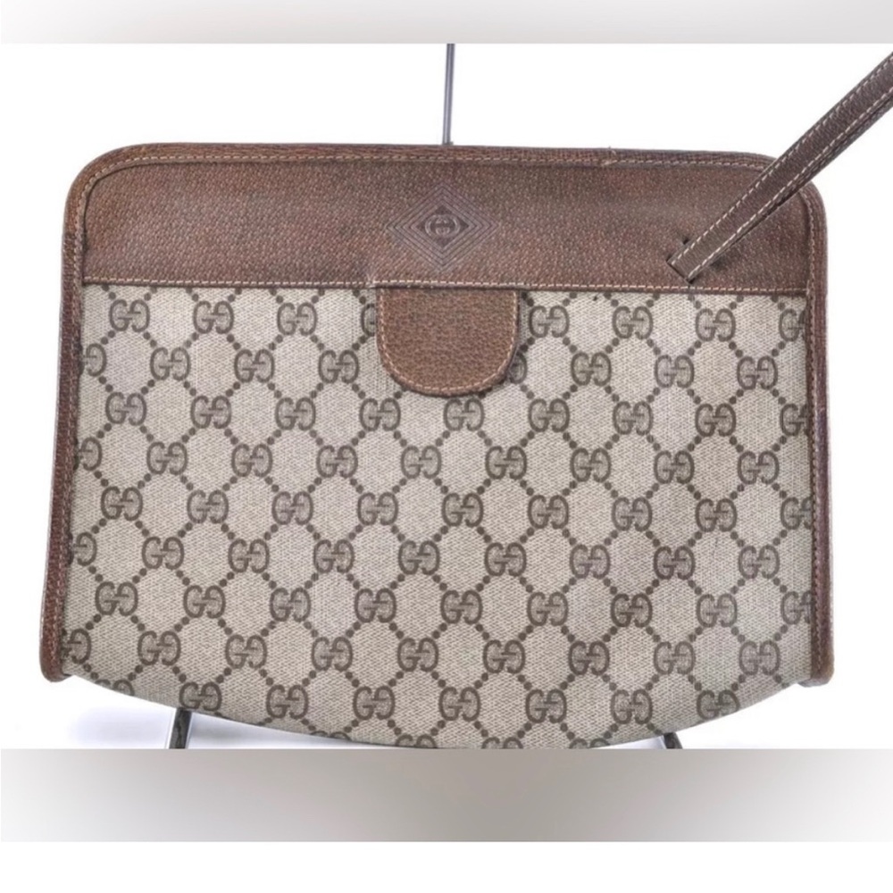 Gucci Beige and Brown Monogram Pouch